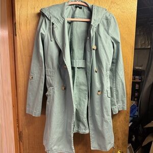 Light Sage Hooded Utility Trench Coat - Women's Jacket